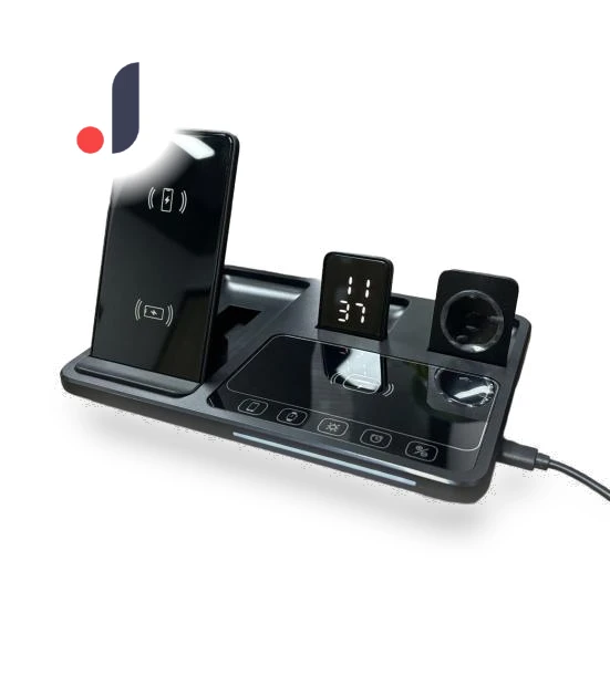 4-in-1 Wireless Charging Stand with Alarm Clock and Night Light — Chargers, Household Electrical Appliances