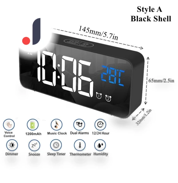 Smart LED Bedside Digital Alarm Clock — Alarms & Clocks, Factory Discount Outlet