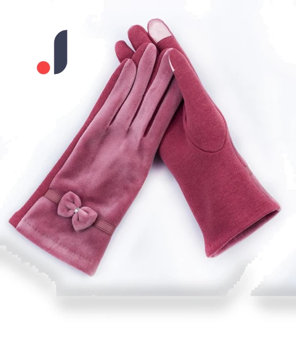 Women's Mink Gloves with Bow — Arm Warmers, sunrise 1
