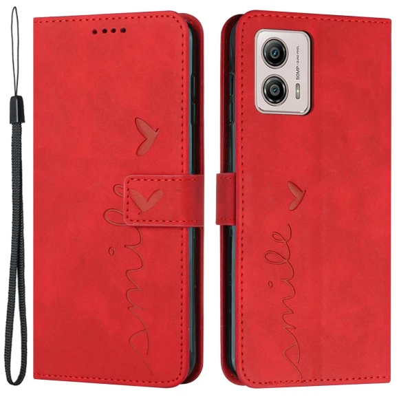 Imprinted Heart Shape Phone Cover Stand Wallet Phone Leather Case with Strap — Flip Cases, Smartwatch 2025