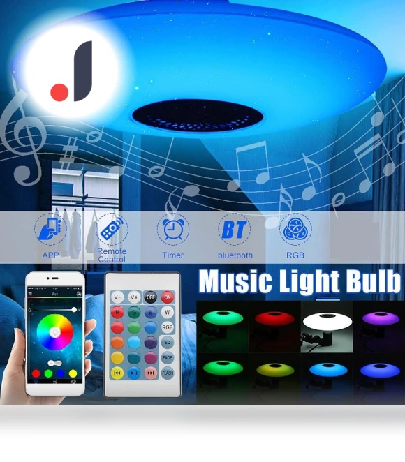 Modern LED Ceiling Light with Bluetooth Music and RGB Dimming — Overhead Lighting, Pro DIY Tool