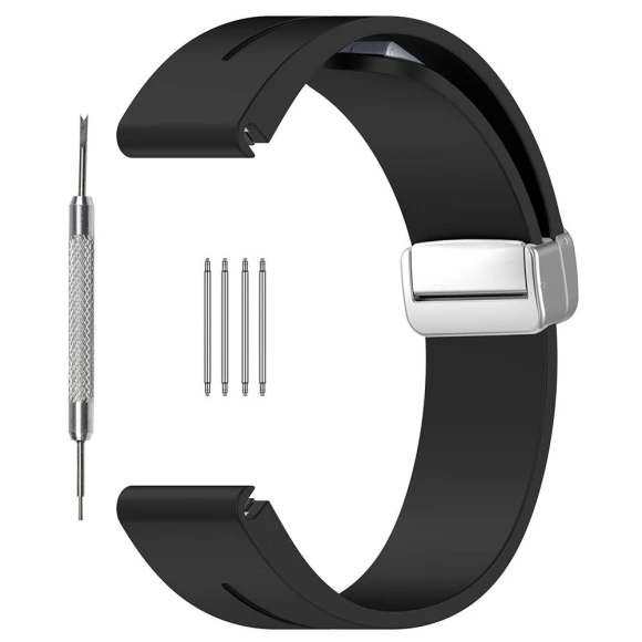 Silicone Watch Strap with Magnetic Silver Buckle — Fitness Bands, Smartwatch 2025