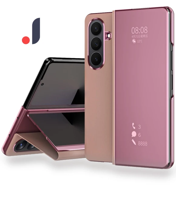Electroplating View Window Stand Leather Phone Cover — Phone Accessories, Smartwatch 2025