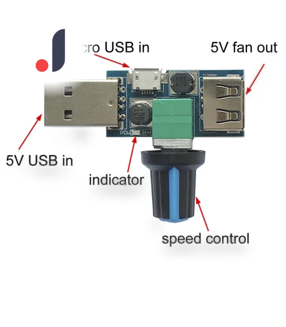 USB DC Fan Speed Controller — Portable USB Fans, Jackk
