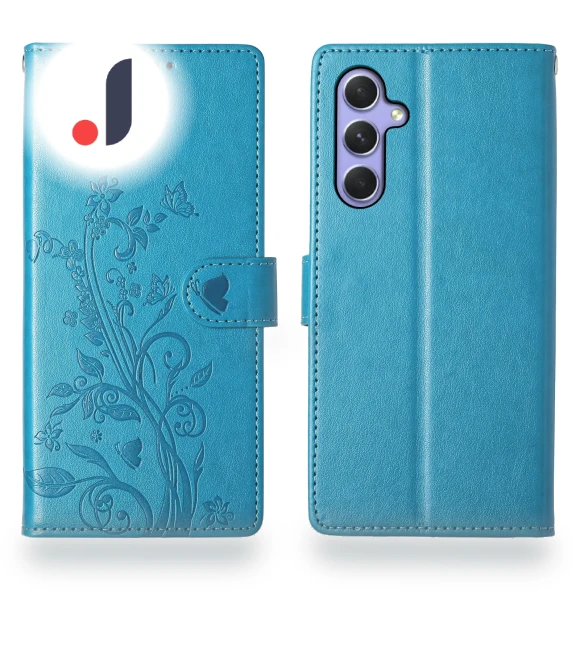 Wallet Case Butterfly Floral Imprint PU Leather Phone Cover with Wrist Strap — Phone Accessories, Smartwatch 2025