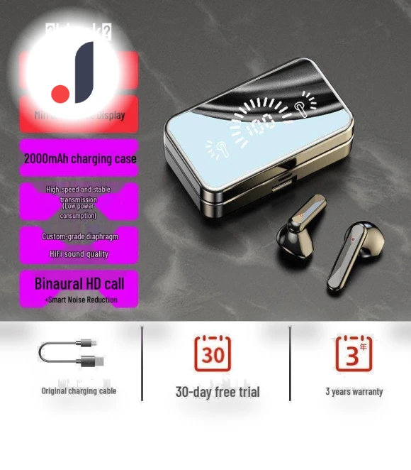Wireless Earbuds with Mirror Display and Touch Control — In-Ear Headphones, the BAY