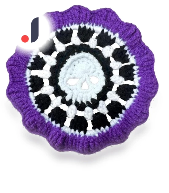 Handmade Crochet Skull Cup Holder — , Shunfengshunshui