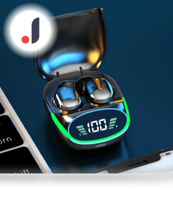 Bluetooth Earbuds with LED Light and Touch Control — In-Ear Headphones, QUEED