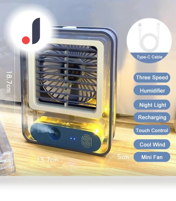 Cool Fan Mini Air Humidifier 2 in 1 with Night Light — Air Moisturizers, VAORLO