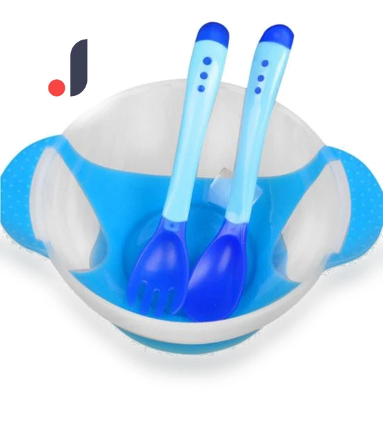Feeding Bowl Set with Touch Spoon and Fork — Dishes, Toy