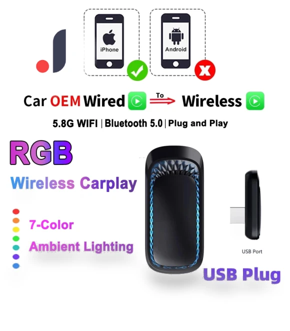 RGB Wireless Carplay Adapter — Car Accessories & Gadgets, icreative