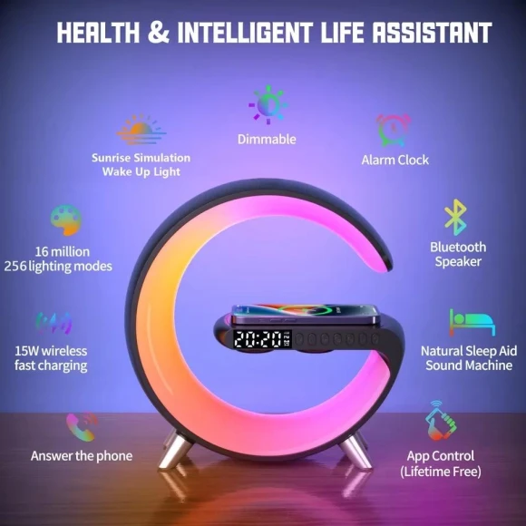Smart Light Wireless Mobile Power Bluetooth Speaker Alarm Clock Wake-up Atmosphere Light White Noise Sleep Light — Fitness Bands, Xiaomi