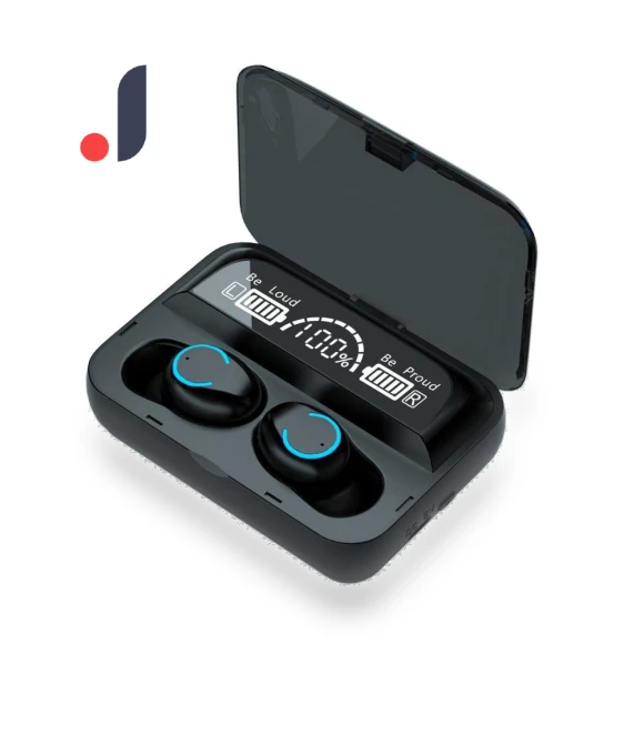 Bluetooth Headset with Dual Earbuds and Large Screen — In-Ear Headphones, Junmaocun