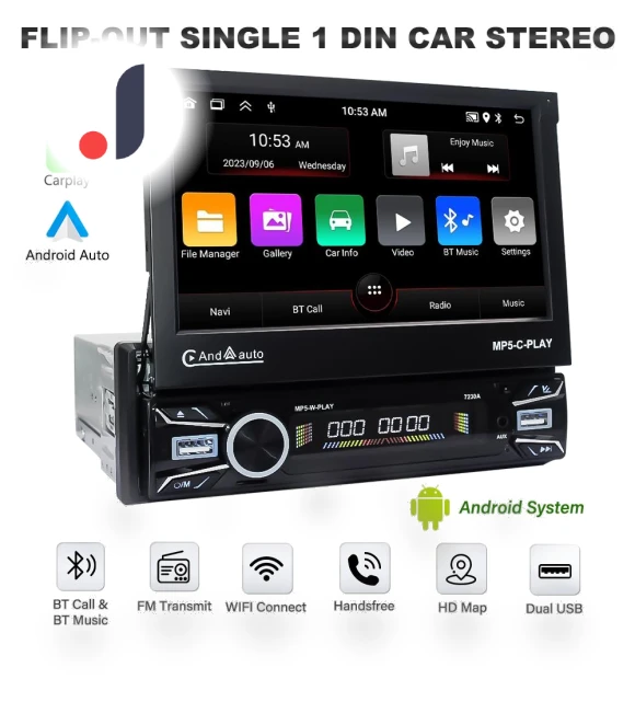 Car Radio with Retractable Touchscreen — Navigation & GPS Accessories, Reakosound