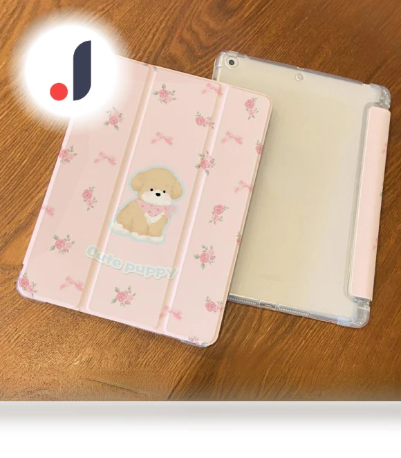 High-Quality Smart Case for iPad with Floral Pattern and Cute Dog — Protective Cases, Joyway