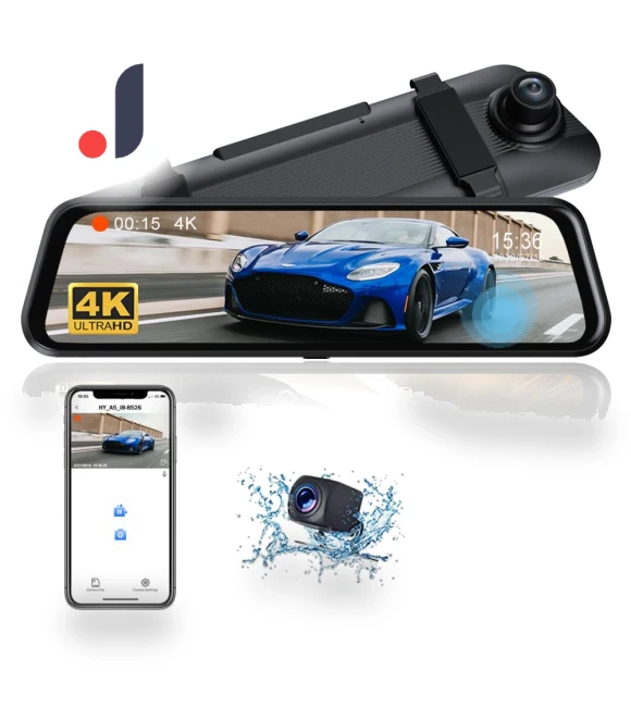 4K WiFi Mirror Dash Cam — Rearview Cameras for Cars, JOHO