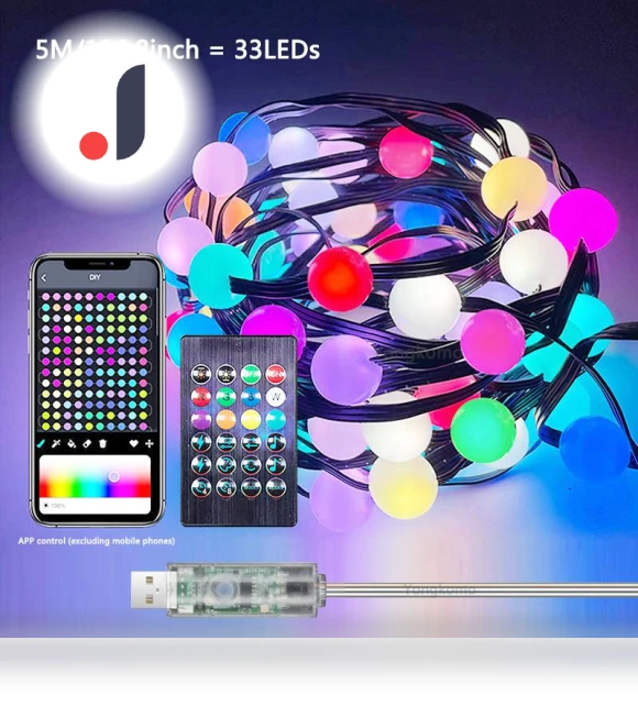 Bluetooth RGBIC Round Ball Music Controller — Outdoor Light Projectors, Yongkomo
