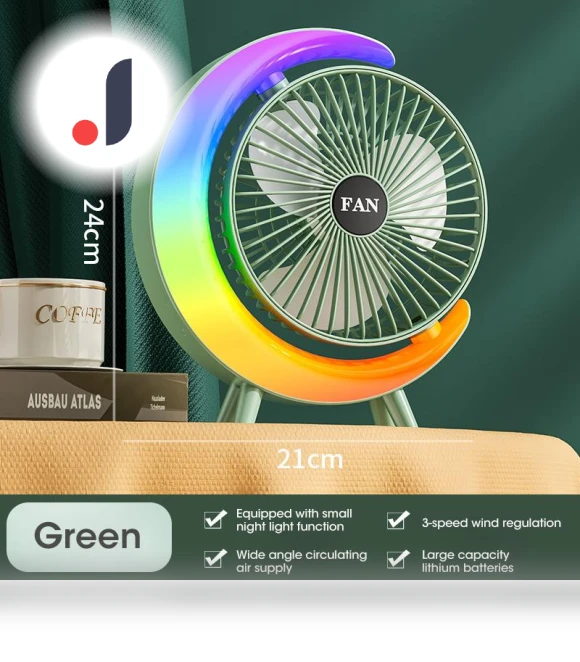 Electric Fan with RGB Lighting — Portable Cooling Solutions, Bai Fen Bai Electronic