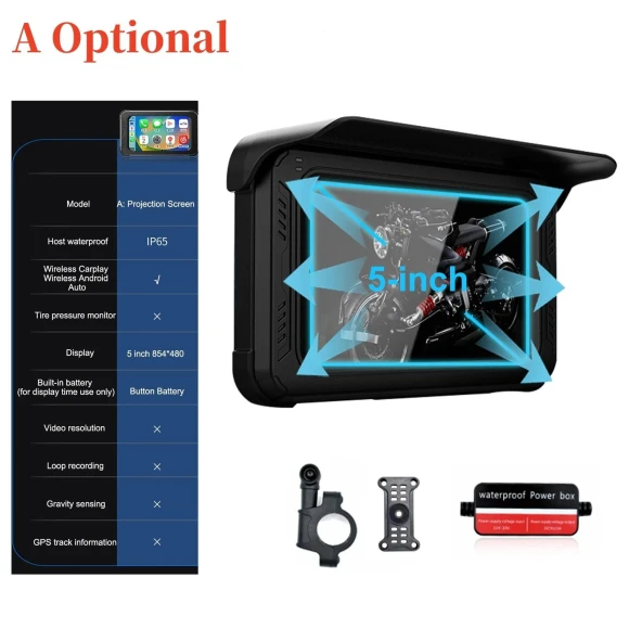 Motorcycle Wireless Carplay Smart Android with Automatic Projection Screen, Driving Recorder with Tire Pressure... — Navigation & GPS Accessories, zhishangyoupin