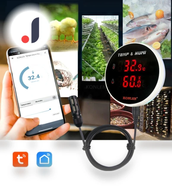 Temperature and Humidity Sensor with External Probe — Home Climate Control, Super Featured