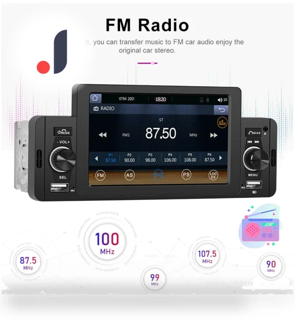 5-inch HD Wireless CarPlay 1Din Video Multimedia MP5 Player — Stereo Receivers, JOHO - CarGear