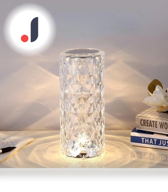 Crystal Rose LED Table Lamp Projector — Overhead Lighting, Flowerbouquet