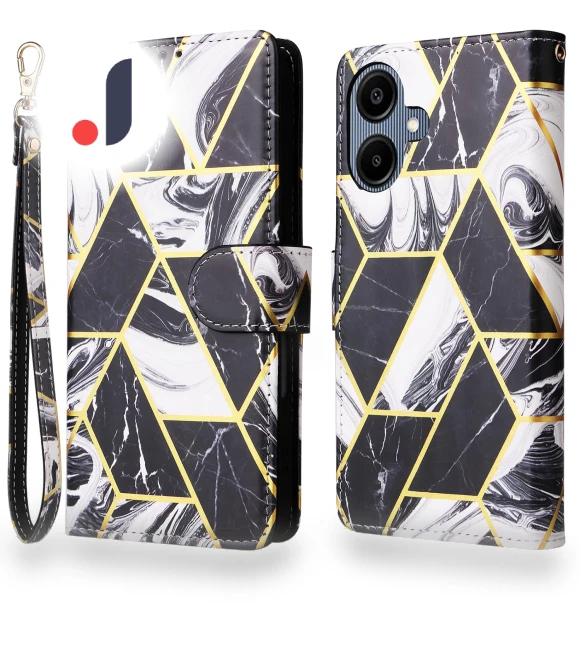 Lacquered Marble Pattern Leather Cover with Wrist Strap — Phone Accessories, Smartwatch 2025