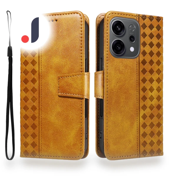 Leather Wallet Stand Case with Grid Embossing — Phone Accessories, Smartwatch 2025