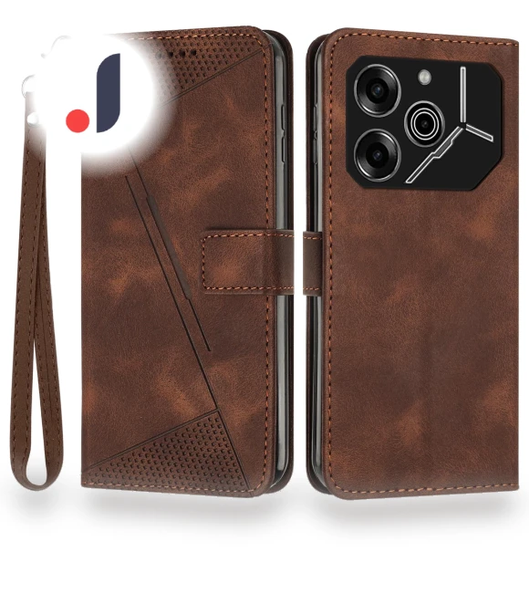 Triangle Imprinted PU Leather Wallet Smartphone Cover — Phone Accessories, Smartwatch 2025