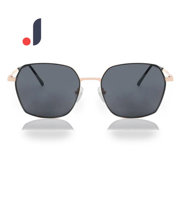 Full Rim Geometric Rose Gold Black Fashion Unisex Sunglasses — Eyewear Collection, SmartBuy Collection