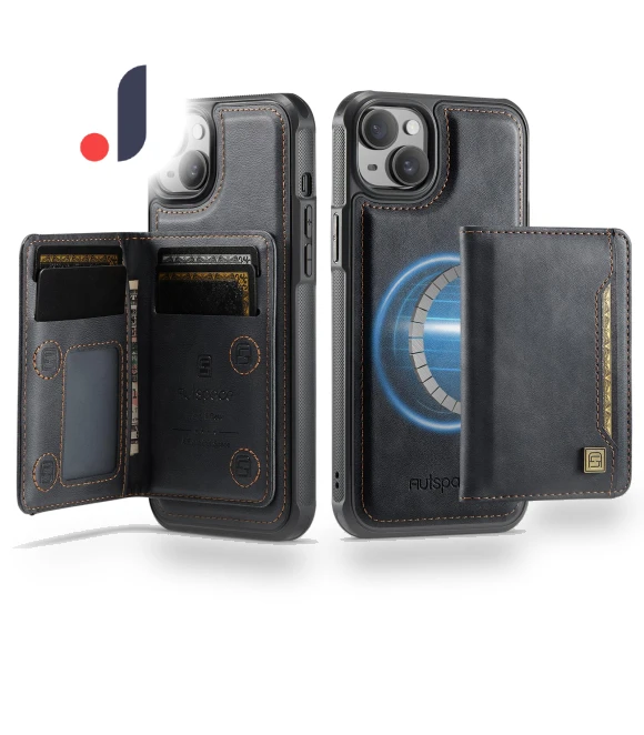 Vintage Leather Back Cover with Magnetic Detachable Card Bag — Flip Cases, Smartwatch 2025