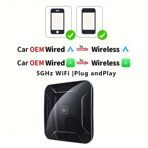 2in1 Smart AI Box Wireless CarPlay and Android Auto Adapter — Stereo Receivers, Kebidumei