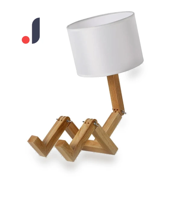 Creative Wooden Desk Lamp with Robot — Bedside & Table