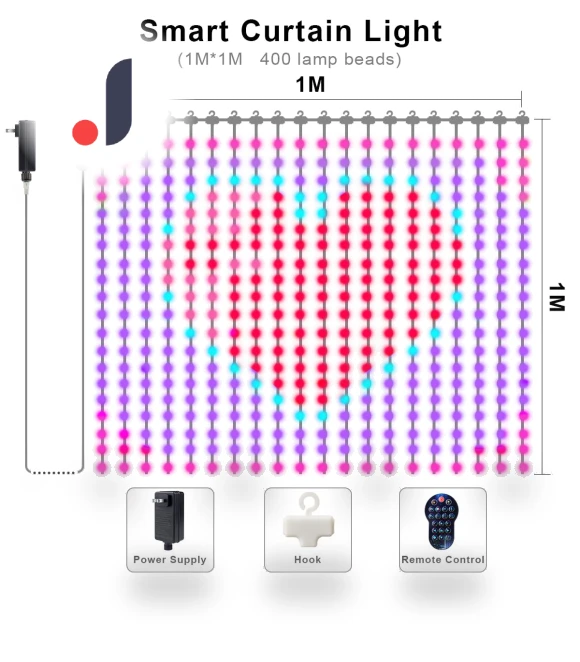 Programmable Smart Bluetooth LED Window Curtain — String Lights, MALITAI