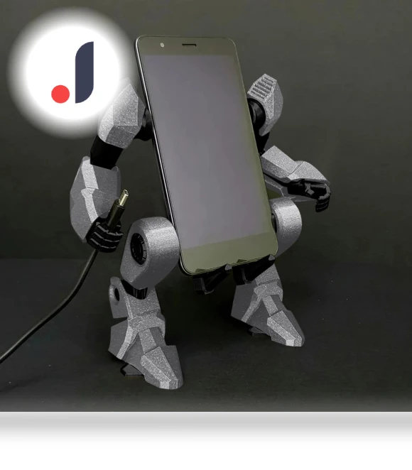 Adjustable Robot Phone Holder with Charging Cable — Phone Stands, Ren Bag