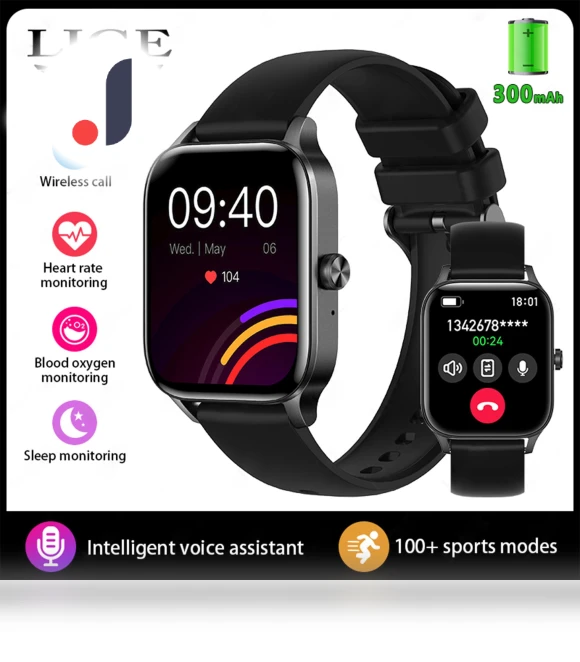 Smart Watch with Bluetooth Call, Blood Pressure, Heart Rate Monitoring — Smartwatches, LIGE