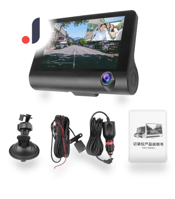 4-inch 3-channel car dash cam — Rearview Cameras for Cars, Auto Launcher