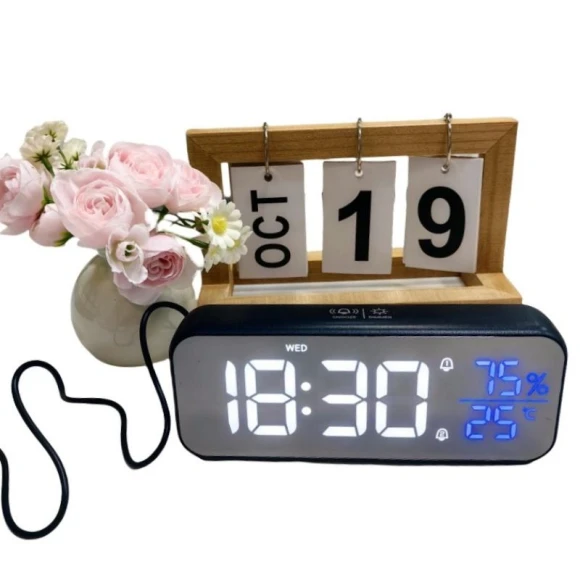 Digital Alarm Clock with Temperature and Humidity Sensor — Alarm, Stone Home