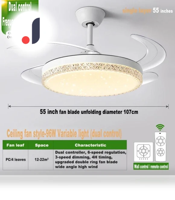 Modern LED Adjustable Frequency Fan Pendant Light — Overhead Lighting, Good Household Items
