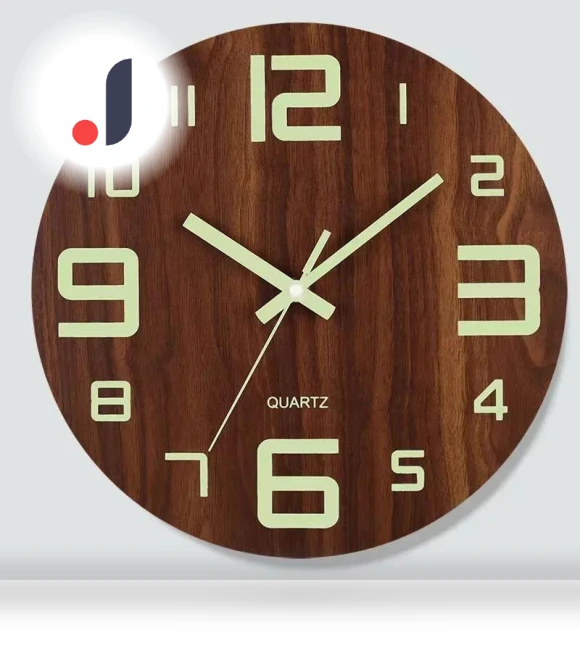 12-inch Glowing Wooden Wall Clock — Wall, Stone Home