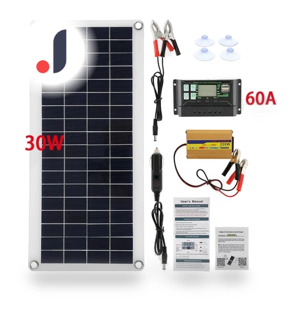 30W Solar Panel Power System with 1000W Inverter and USB Controller — Power Inverters, Stone Home