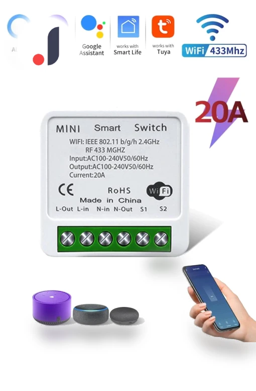 Smart WiFi Switch with RF433MHz Remote Control — Smart Home Modules, Build My Home