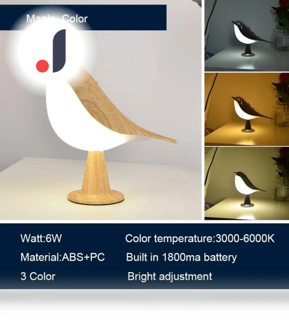 3 Color LED Lamp Small Cordless Magpie Shape Touch Sensor Aroma Diffuser Atmosphere Light — Creative Lighting Solutions, AE Selection