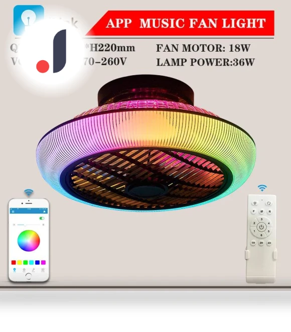 Ceiling Fan with LED Lighting and Remote Control — Ceiling Fans, Rainbow Rain