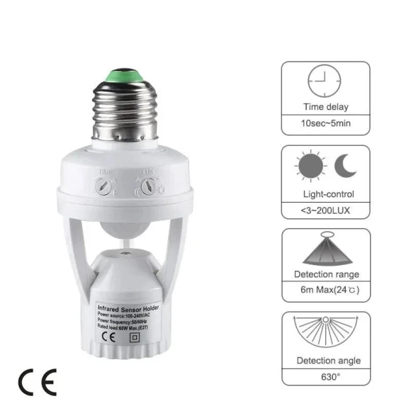 Smart E27 PIR Motion Sensor Light Switch — Dimmer Switches, Rainbow Rain