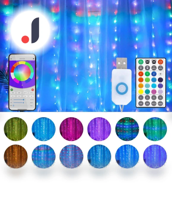 Smart LED Curtain Lights — String Lights, Rainbow Rain