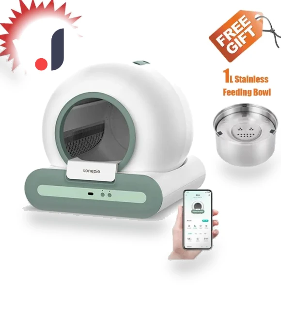 Smart Self-Cleaning Cat Litter Box — Waste Bins, Rainbow Rain