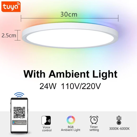 Ultra Thin Smart LED Ceiling Light — LED, Rainbow Rain