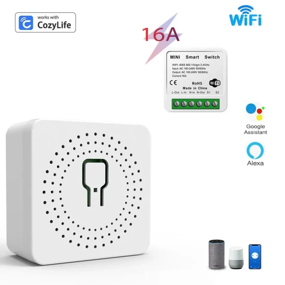 WiFi Smart Switch 16A Home Module Relay Mini Auto Breaker — Smart Home Modules, Good Household Items