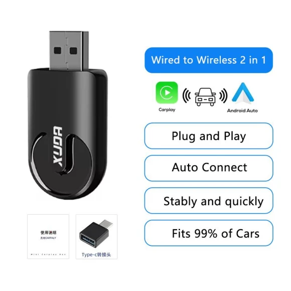 Wireless CarPlay Android Auto Adapter — Stereo Receivers, Kebidumei